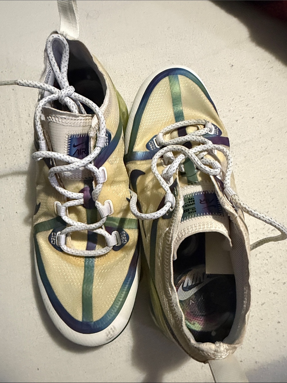 Nike Yellow Mesh Sneakers with Green, Blue & Purple Accents